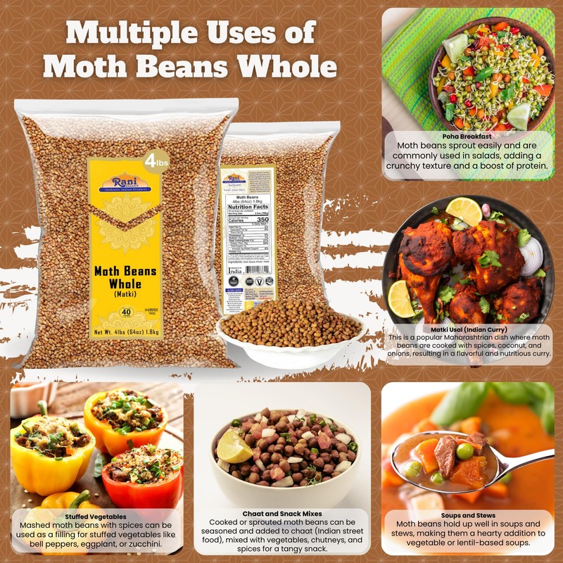 Rani Moth Beans Whole 64oz (4lbs) 1.81kg Bulk ~ All
