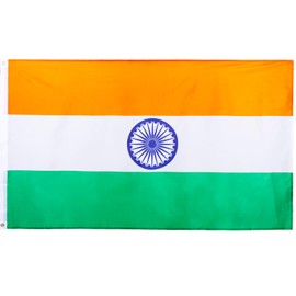 India Flag 3x5 FT - Polyester Indian National Flags | Vivid Color with Brass Grommets and Double Stitched | Ashoka Chakra Emblem & 3 Colors: Orange, White, Green