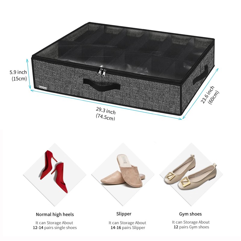 Onlyeasy Sturdy Under Bed Shoe Storage Organizer, Set of 2,