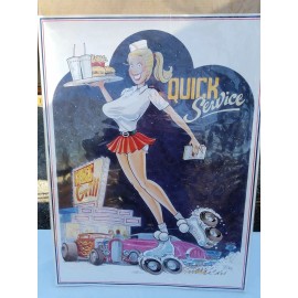 N/A Quick Service Diner Hot Rod Grill By George Trosley Poster Art Garage 24" by 32"