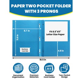 SUNEE 2 Pocket Folders with Prongs (25 Pack, Assorted Colors), Paper Folders with 2 Pockets and 3 Prongs Fit Letter Size Paper, Folders with Prongs for School Office Home Business
