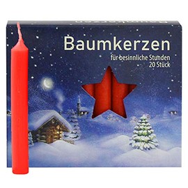 Ebersbacher Kerzenfabrik Baumkerzen rot , 20 Stück, Größe 13x105mm , BK20/250
