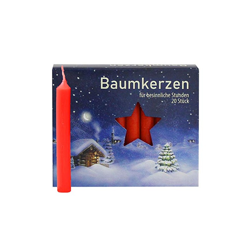 Ebersbacher Kerzenfabrik Baumkerzen rot , 20 Stück, Größe 13x105mm ,