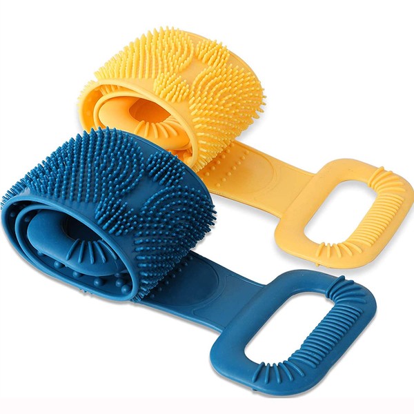 2 Pcs Silicone Back Scrubber for Shower,Silicone Body Scrubber,Exfoliating & Deep Clean,Silicone Bath Body Brush for Men and Women,Comfortable Massage and Skin Health,with 2Pcs Hooks