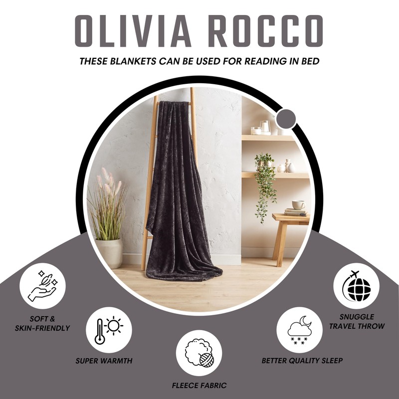 Olivia Rocco Flannel Fleece Throw Blanket Super Soft Warm Fluffy