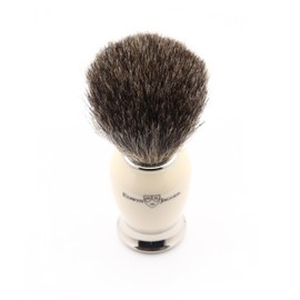 Edwin Jagger 81SB587 - Pennello da barba con setole di puro tasso, manico imitazione avorio, nodo ed estremità in nichel placcato