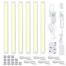 MYPLUS LED Under Cabinet Lighting, 6pcs 12inch Led Light Bar Kit with Warm White 1260 Lumen, 14W, LED Kitchen Counter Light Plug in for Kitchen Cabinet, Counter, Closet, Shelves, Desk