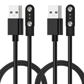 Supecesorio Universal Smartwatch Charging Cable Magnetic, Pack of 2 Smart Watch Charging Cable, Magnetic Charger Compatible Pin Pitch 2.54 mm-2.84 mm, Smartwatch Accessories, Black, 1 m