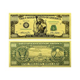 5pc/Set US Statue of Liberty Banknote One Million Dollars Bills Plastic Money Commemorative Bank Notes Collection Gifts