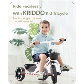 KRIDDO Kids Tricycles for 2-4 Year Olds, Toddler Trike Gift for 24 Months to 4 Years, White