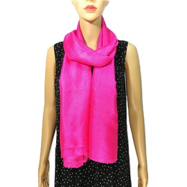 Shanlin Solid Color Silk Feel Long Scarves (Cerise Pink)