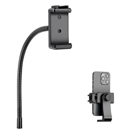 Nineigh Universal Cell Phone Tripod Mount with 15.7" Aluminum Gooseneck and Cold Shoe Adapter, Compatible with iPhone15 14 13 12 11 Android Smartphones