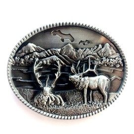 Vintage Elk Deer Belt Buckle Western Cowboy Native American (DER-05)