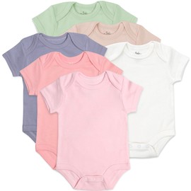 Baby Essentials Unisex Baby Boys and Girls Solid Color 6 Piece Bodysuit Set (Solid Pastel Color 6 Piece, 3 Months)