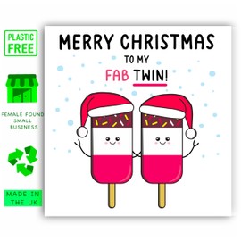 Christmas Card for twin, Fab twinny card, card from twin, card for twin sister, for twin brother, for twin siblings, xmas