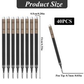 0.7 mm Erasable Gel Ink Pen Refills Compatible with Frixion Friction, Smooth Writing Multicolor Retractable Fine Point Pen Refill for School Office Home Art (Black, 40)