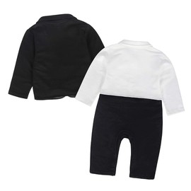 AmzBarley Baby Boys' Suits & Blazers Boy Clothes Christening Wedding Outfit Long Sleeve Tuxedo Waistcoat Clothing Sets Blazer Dress Suit 18-24 Months Black 95