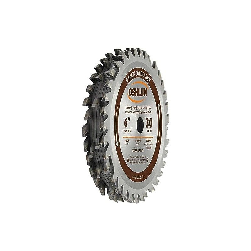 OSHLUN SDS-0630 6-Inch 30 Tooth Stack Dado Set with 5/8-Inch