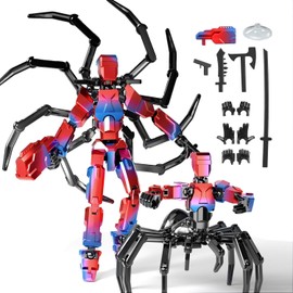 Spider T13 Action Figure Set -Titan 13 Action Figure with Sucker Spider T-13 Collectible 3D Printed Toys Highly Detailed Action Figures for Collectors and Fans （Assembly Required）- Red