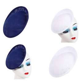 HYROOY Linen Fascinator Hat Base - Pillbox Hat - White Blended - For Women - Unisex - Formal/Festive - Summer, Spring