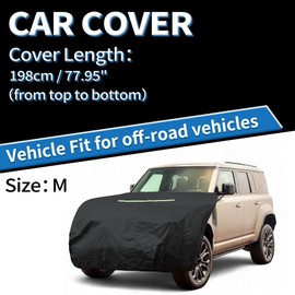 X AUTOHAUX SUV Off Road Medium Front Cover Hood Cover Headlight Anti-Yellowing Protection Brushed Back UV Protection Hail Protection Fluorescent Reflective Windproof Rope Black Length 198cm