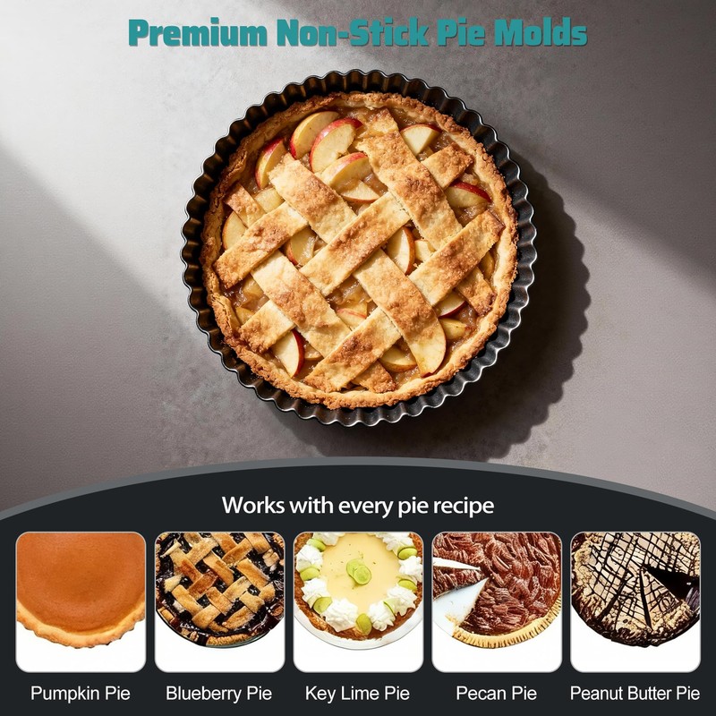 2 Pack 9 Inch Tart Pan Removable Bottom Non Stick
