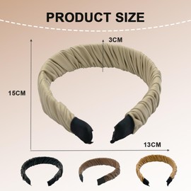 1 x PU Leather Headbands, Leather Pleated Headband, Wide Headband with Padded, Elegant Headbands for Women and Girls, Birthday Gift (Black, One Size)