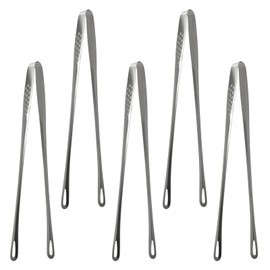 5 Pcs Stainless Steel Grill Tongs, 11 Inches Korean BBQ Tongs Japanese Barbecue Tweezers Clamp Tool for Home Outdoor Cooking Steak Salad Buffet Food Portable Kitchenware