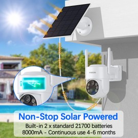2 Pack 4MP Security Camera Wireless Outdoor, 6 Spotlights and 2.5K HD Color Night Vision Solar Powered Camera with 2.4GHz Wifi, APP Control, PIR Sensor, 2-Way Audio, IP66, SD Card/Cloud Storage