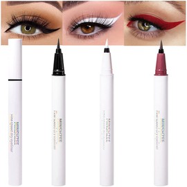 evpct 3Pcs White Red Black Matte Waterproof Colored Eyeliner Liquid Eye Liner Color Set Long Lasiting Colorful Liquid Eyeliner lapiz delineador de ojos contra el agua blanco para ojos de colores 1+3+9