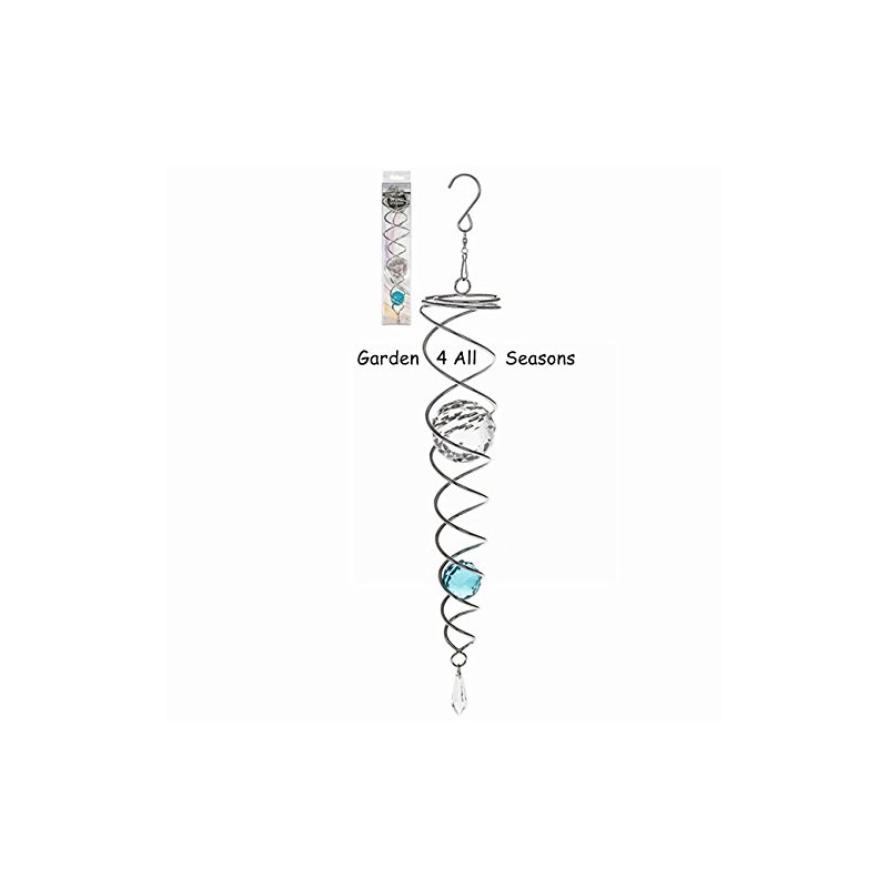 32cm Stainless Steel Spiral Crystal Twister with Blue Crystal. Wind