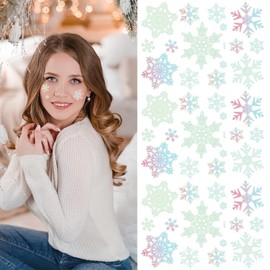 4 Sheets Snowflake Temporary Tattoos Glow in the Dark Tattoos Luminous Snowflake Stickers Body Face Decorations Cute Apparel Accessories for Winter Christmas Holiday Birthday Party Supplies