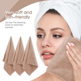 12 Pieces Face Wash Cloth Makeup Remover Cloths Coral Velvet Facial Washcloths Soft Fast Drying Facial Cleansing Cloth for Face, 12 x 12 Inch (Brown)