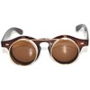 Vintage Steampunk Circle Flip Up Sunglasses Brown Gold Frame Brown