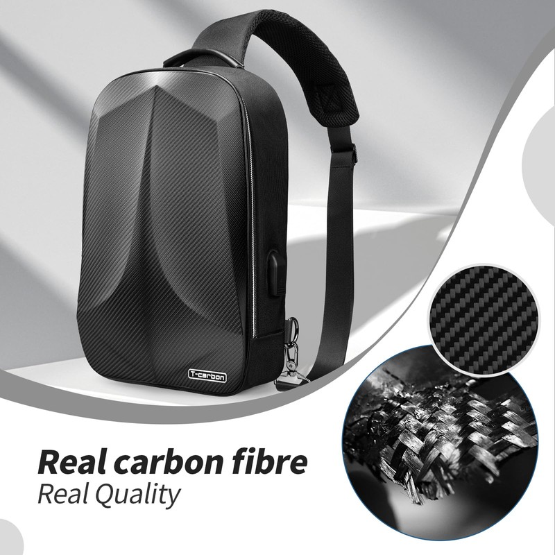 T-carbon Anti-Theft Sling Bag Backpack for Men,Carbon Fiber Hard Shell