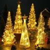 Soaoo 5 Pcs Mercury Glass Christmas Tree with LED Lights