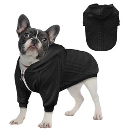 meioro Dog Sweaters with Zipper Warm Dogs Hoodie Sweater Winter Pet Knitwear Cat Clothes Cold Weather Pullover for Puppy French Bulldog Pug (Small, Black)