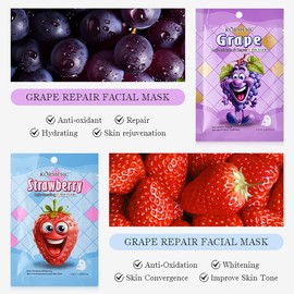 Face Mask Set Face Masks Skincare, 7PCS Fruit Sheet Mask Skincare Set for Daily Care Face Sheet Mask, Hydrate,Moisturize, Soothe, masks beauty face mask set, Hydrating & Soothing Face Mask