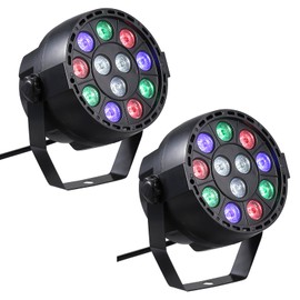 Lixada AC 90-240V 12 LEDs Par Lights 8 Channel RGBW Colour Mixing Stage Lighting with DMX Strobe & Sound Active Mode for Disco Party Christmas Wall Wash