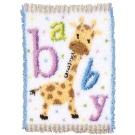 Baby Giraffe Latch Hook Kits Rug Crochet Yarn Pre-Printed Cushion Embroidery Needlework Carpet Cover DIY Hook and Latch Kit Tapestry Christmas Home Decoration 52x38cm