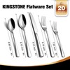 KINGSTONE 18/10 Stainless Steel Flatware, 20-Piece Forged Silverware Set for
