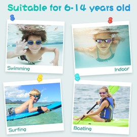 RIOROO Kinder Schwimmbrille, 2 Stücke Schwimmbrille für Kinder 6-14 Jahre Junior Jungen Mädchen Kein Auslaufen Antibeschlag 100% UV-Schutz, Blendfreie Schwimmbrille mit Gratis Schutz Fall