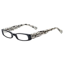Calabria EB Thick Eye Rectangular Reading Glasses +0.50 Gloss Black Mosaic Crystal White Women