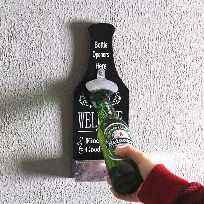 Vintage Style Wall Mounted Bottle Opener, Easy One Handed Opening,