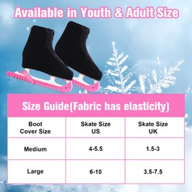IFOYO Velvet Ice Skate Boot Covers for Figure Roller Skating Protective Waterproof Shoe Covers Fits Kids, Adults, Universal Fit for Ice, Roller Skate Boots