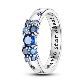 Hapour 925 Sterling Silver Ring for Women and Teens, Stackable Eternity Band Rings with CZ Stones, Sterling Silver, Cubic Zirconia