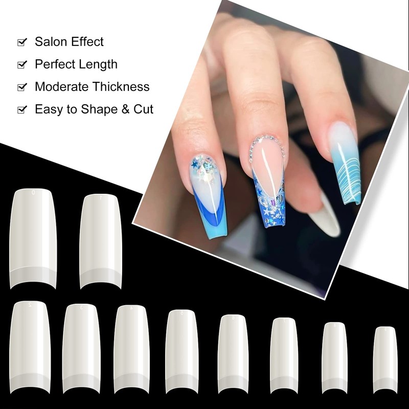 500PCS Natural False Nails Tips Lady French Style Acrylic Artificial