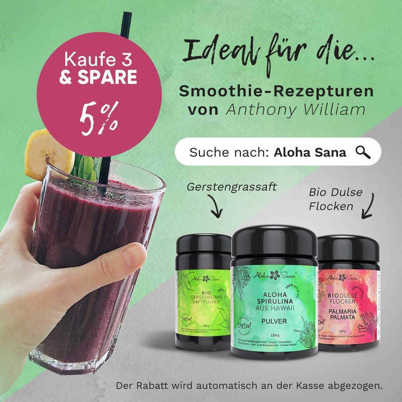 Aloha Sana - Hawaii Spirulina Pacifica Algae Powder, Ultraviolet Glass,