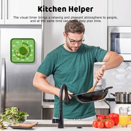 Secura 7.5-Inch Animal Pattern Visual Timer for Kids, 60-Minute Countdown Timer for Classroom or Kitchen, Durable Mechanical Timer Clock with Magnetic Backing (Green)