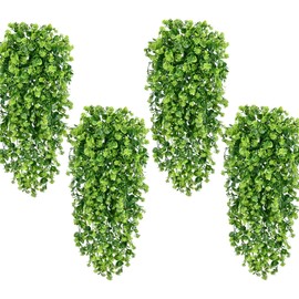 Waipfaru 4Pcs Fake Hanging Plants 3ft Fake Plants UV Resistant Fake Vines Artificial Decor for Indoor Outdoor Party Wall Porch Wedding Decoration,Light Green